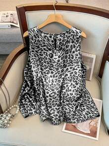 GlowEve CURVE Blusa de uso diario casual y versátil con cuello redondo y estampado de leopardo para mujer de talla grande - Multicolor - Ver 2