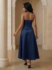 Anewsta Women's New Asymmetrical Ruffle Hem Elegant Skirt - Navy Blue - View 2