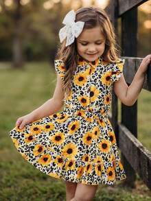 SHEIN 两件套少女碎花编织休闲背心和迷你裙套装 - 彩色 - 查看 4