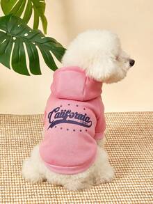 PETSIN 1 Star Letter Printed Pet Pink Sports Style Thick Warm Spring And Autumn Pet Clothing Hoodie - Pink - View 2