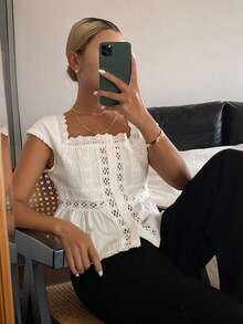 DAZY Women's Lace Fitted Vacation Style Camisole - White - View 6