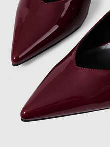 Mnmlis Women's Fashionable Elegant Pointed Toe High Heels Fall Shoes - Burgundy - View 4