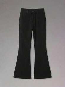 DSELFIQUE 男士斜口袋喇叭腿牛仔裤（无腰带），纯色长款宽松黑色洗水工装牛仔裤，适合送给丈夫、男朋友的礼物 - 黑色 - 查看 1