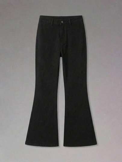 DSELFIQUE 男士斜口袋喇叭腿牛仔裤（无腰带），纯色长款宽松黑色洗水工装牛仔裤，适合送给丈夫、男朋友的礼物