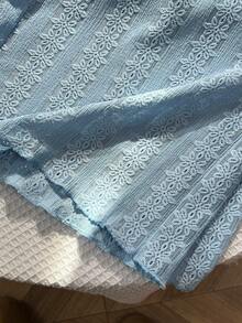 Elamini Petite Bộ đồ 2 món gồm áo hai dây và quần ống đứng dáng rộng bằng vải jacquard dành cho nữ, thích hợp cho mùa xuân/hè. - Màu xanh lam - Xem 6
