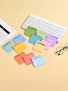 3/6/12/18pcsunny Office Sticky Notes With Sassy Passive Aggressive Quotes Humorous Gift For Coworkers Striped Memo Pads Self Adhesive Reminder For Desk Organization - Multicolor - View 3