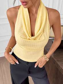 Editum Women's Black Versatile Knit Fitted Elegant Versatile Blouse, Essential For Spring/Summer Commute - Black - View 4