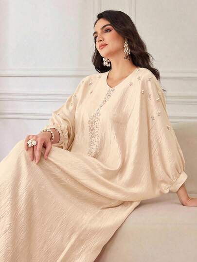 SHEIN Najma Minimalist Computer Beaded Decor Women Loose Fashion Dress