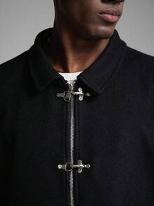 STYNVO Men's Casual Zip-Up Jacket With Metal Buckle - Black - View 6