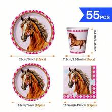 Pink Background Love Horse Disposable Party Supplies Set, Suitable For 10 Guests, Disposable Paper Tableware, Suitable For Birthday Parties, Weddings, Theme Parties, Family Picnics - View 8