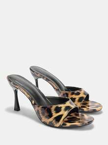 CUCCOO CURVES Wide Fit Women's Black Classic Mule Flats, Comfortable Low Heel Sandals Suitable For Commuting, Dates, Gatherings, Vacations, Parties, And Various Occasions - leopard print - View 7