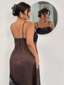 Firerie Plus Size Women Lace Elegant Waist Cinching Spaghetti Strap Party Dress Zanzea For Zanea Woman New Arrival Casual Date Dresses Whute Ladies Graduation - Brown - View 7