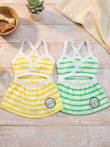 PETSIN Dog Clothing, Cat Clothing, Animal Skirts, Pet Spring/Summer New Collection, Puppy Dress, Princess Versatile Dress, Printed Stripes, Small Animal Clothing, Cool Sunscreen - Multicolor - View 1