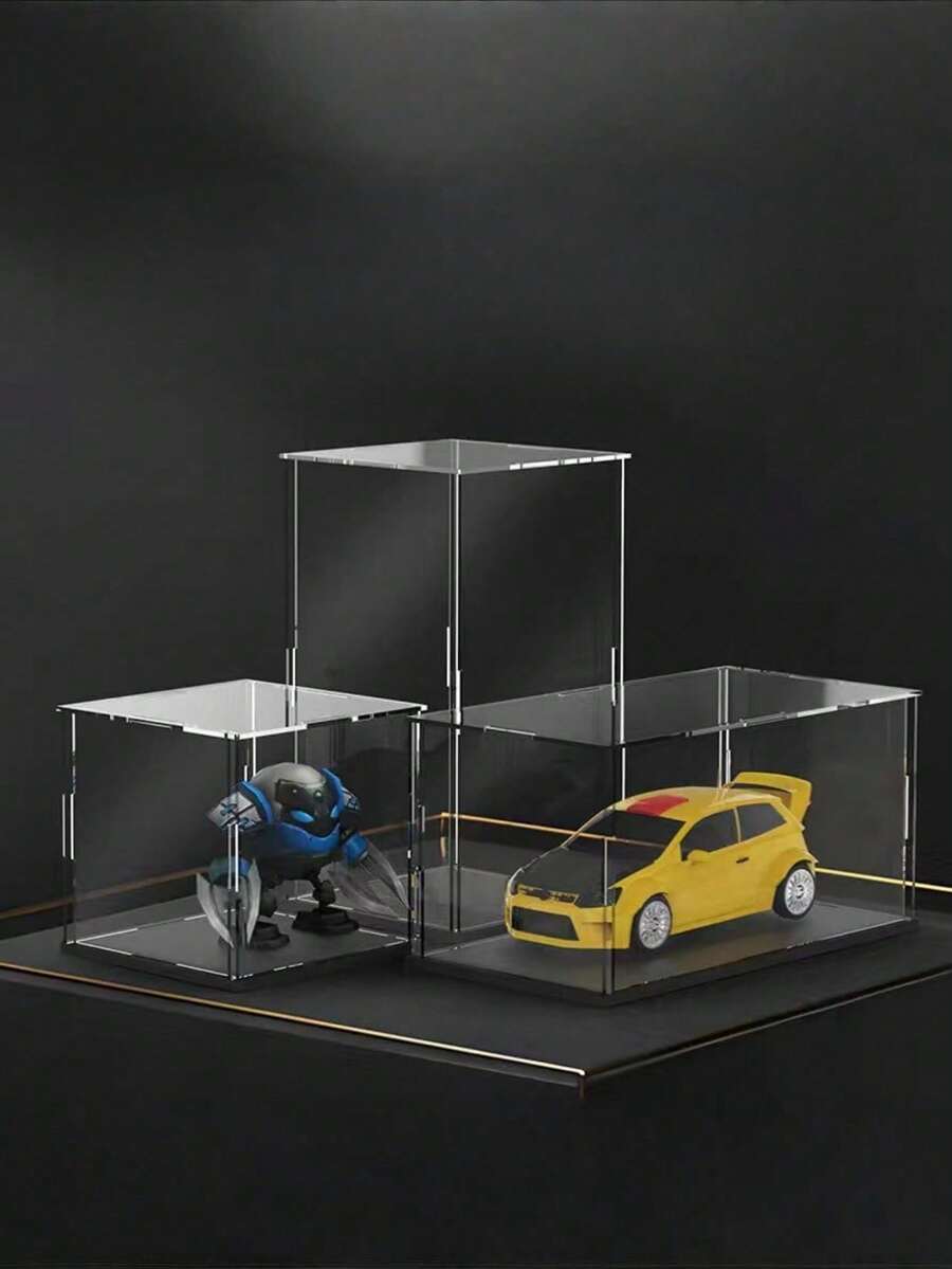 Collectible Display Box, Assembleable Transparent Acrylic Box, Alternative To Glass Box, Used For Displaying Figurines, Home Storage And Organizing Toys - Black - View 1