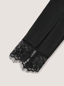 Modelyn 女士蕾丝拼接休闲百搭日常穿着打底裤 - 黑色 - 查看 3