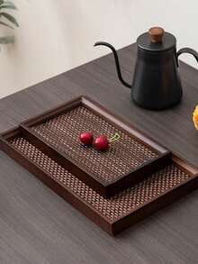 Bộ khay và tấm lót bằng gỗ, khay trà, khay phục vụ, bộ khay cao cấp màu nâu. - Màu Tím - Xem 3