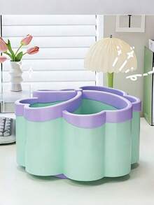 New Thickened Rotating Desktop Organizer With 360° Rotation Function - 4 Large Storage Compartments, Suitable For Office Supplies, Makeup Brushes And School Necessities, Available In 3 Color Options, Space-Saving Design, Ideal For Home, Office And Study, Desktop Accessory, Stationery Holder, Fun Design, Smooth Surface - Multicolor - View 5