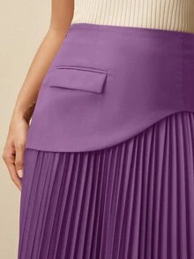 Anewsta Elegant Women's Pleated Versatile Skirt Party Deep Purple Autumn - Purple - View 5