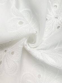 GlowEve Casual Floral Embroidered Sleeveless Tie-Front Shirt, Summer - White - View 5