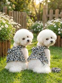 PETSIN Pet Chest And Back Skirt, Cat Traction Strap, Animal Collar Set, Pet Supplies Strap Skirt, Dog Walking Princess Skirt, Pet Chest And Back Skirt+Rope Sweet - Multicolor - View 2