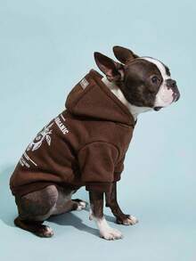 PETSIN 1 Piece Of Fruit Letter Printed Pet Coffee Color Sports Style Thick Warm Spring And Autumn Pet Clothing Hoodie - Brown - View 5