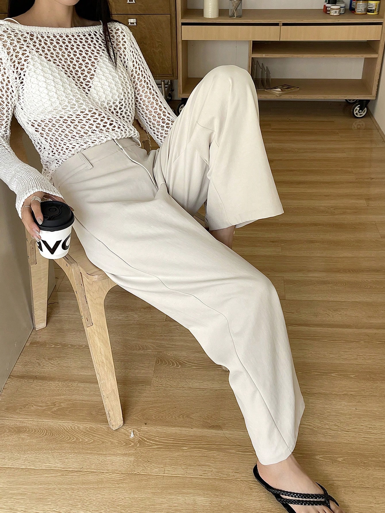 Women's Solid Color Straight Leg Ankle Pants, Elegant Formal Trousers For Spring & Summer