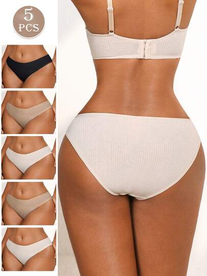 NudeFit Women Comfortable Ribbed Fabric Solid Color Minimalist Panties