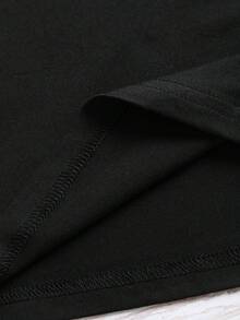 Resyla Cute Turtle Print Summer Women Round Neck Short Sleeve T-Shirt - Black - View 3