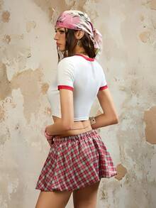 Rina Fox 女士爱心印花短款圆领T恤 - 白色 - 查看 6