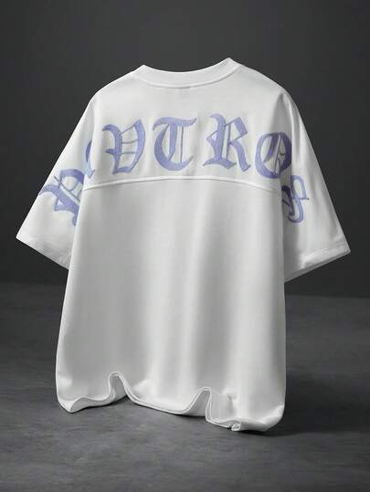 PAVTROS 男士圆领字母刺绣休闲百搭旅行短袖T恤