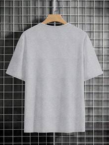 Manfinity Homme 男士纯色简约休闲短袖T恤 - 灰色 - 查看 2