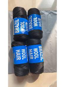 2/4/5/8pcs Brazilian Wool Hair Synthetic Crochet Hair Extensions For Women African Hair Yarn For Braiding Senegalese Twist Fake Hair - Black - View 2