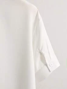 Franclia Fashionable Versatile Casual V-Neck Solid Color Elegant Shirt - White - View 3