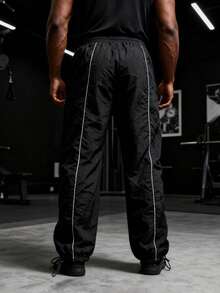 GymBeat Men's Barbell Graphic Pocket Casual Sports Pants - Black - View 2