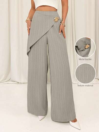 Firerie Quần ống rộng cạp cao dáng suông thanh lịch tối giản dành cho nữ, phù hợp cho đi làm hàng ngày, trang phục công sở, trang phục sân bay, mùa hè.