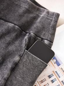 CosyJoli Quần short Bermuda nữ cỡ lớn, quần short bó sát in họa tiết bông tuyết, quần short đạp xe. - màu đen - Xem 4