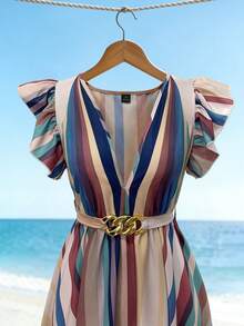 GlowEve Women's Woven Printed Summer Long Dress For Vacation - Multicolor - View 4