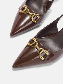 CUCCOO CURVES Women Shoes Women's Pointed Buckle Design Everyday Versatile Fashion Wide Last High Heels - Coffee Brown - View 8
