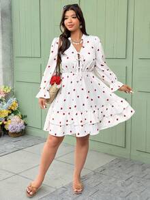 Vionelle 大码波浪纹编织V领系腰长袖A字荷叶边下摆爱心装饰情人节连衣裙 爱心连衣裙 樱桃连衣裙 女士长袖夏季连衣裙 爱心连衣裙 白色波点连衣裙 白色爱心印花连衣裙 夏季连衣裙 女士宽松连衣裙 长袖连衣裙 荷叶边下摆连衣裙 女士夏季连衣裙 白色连衣裙 爱心印花野餐连衣裙 女士休闲连衣裙 爱心印花迷你连衣裙 可爱连衣裙 女士度假装 女士度假连衣裙 - 白色 - 查看 6