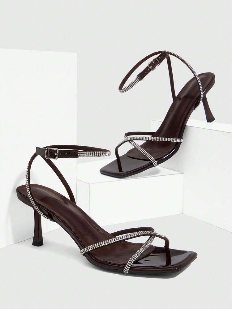 CUCCOO SZL Sexy New Summer Gold Criss-Cross Strap Fashionable Charming Sexy Women's High Heel Sandals, Slim Strap Square Toe Stiletto Heels Open Toe Sandals