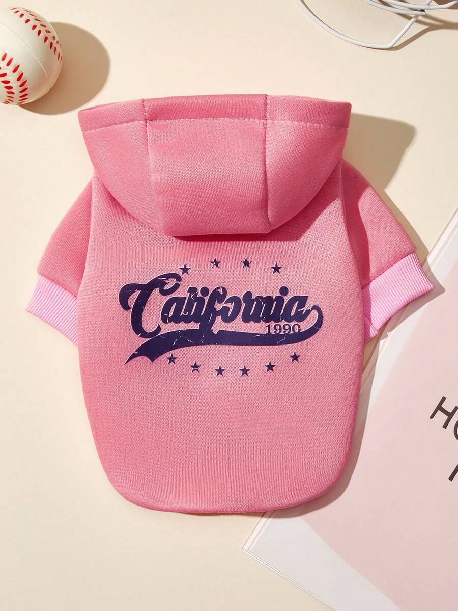 PETSIN 1 Star Letter Printed Pet Pink Sports Style Thick Warm Spring And Autumn Pet Clothing Hoodie - Pink - View 1