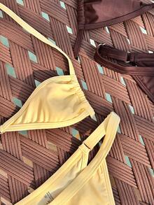 Costavie Bộ bikini 4 món buộc dây cổ trang trí vỏ sò - Nhiều màu - Xem 8