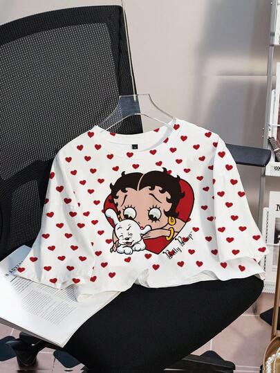 Betty Boop x SHEIN Áo thun croptop nữ