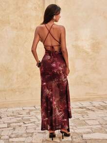 Nevyona Music Festival Outfits New Spring/Summer Women's Fashion Sexy Floral Print Dress - Criss-Cross Tie - Hollow Out - Bow Tie Design - Casual Vacation - Beach - Music Festival - Multicolor - View 2