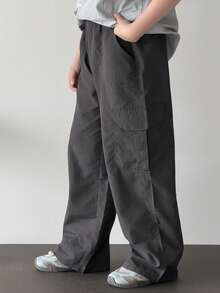 DAZY Tween Boys' Casual Solid Color Cargo Pants - Grey - View 6