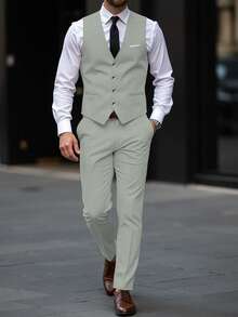 Calvornis Bộ vest công sở nam trang trọng gồm áo khoác và quần tây, gồm áo vest và quần tây. - màu xanh lá - Xem 4