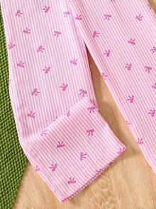 ChillGRL 1 pieza Mono de niña con estampado de rayas y lazo, adecuado para uso diario, ir al trabajo, y actividades al aire libre - Azul - Ver 6