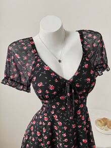 Sweetra Digital Mesh Short Sleeve Casual Knit Dress, Spring/Summer - Multicolor - View 4