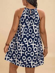 Travachic Vestido casual, de fiesta y de vacaciones con estampado total y cuello halter para mujer de talla grande - Multicolor - Ver 2