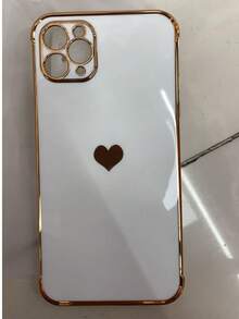 1 Piece Of Electroplated Heart-Shaped Glossy Lens Protective TPU Phone Case, Compatible With IPhone - White - View 23